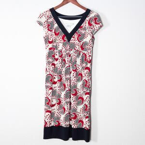 Maggy London Paisley Dress Red White Blue Size 6 Vintage Inspired